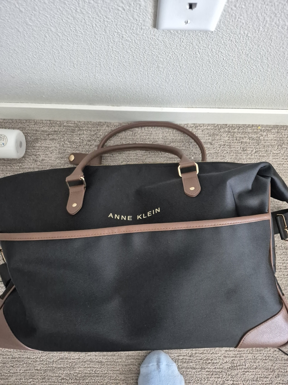 Anne Klein Black and Brown Weekend Travel Bag